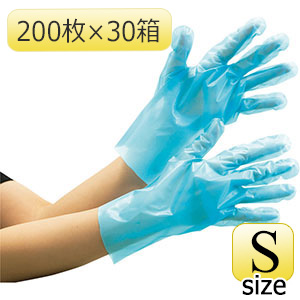 ポリエチレン製ディスポ手袋 ベルテ581 ブルー M 6000枚