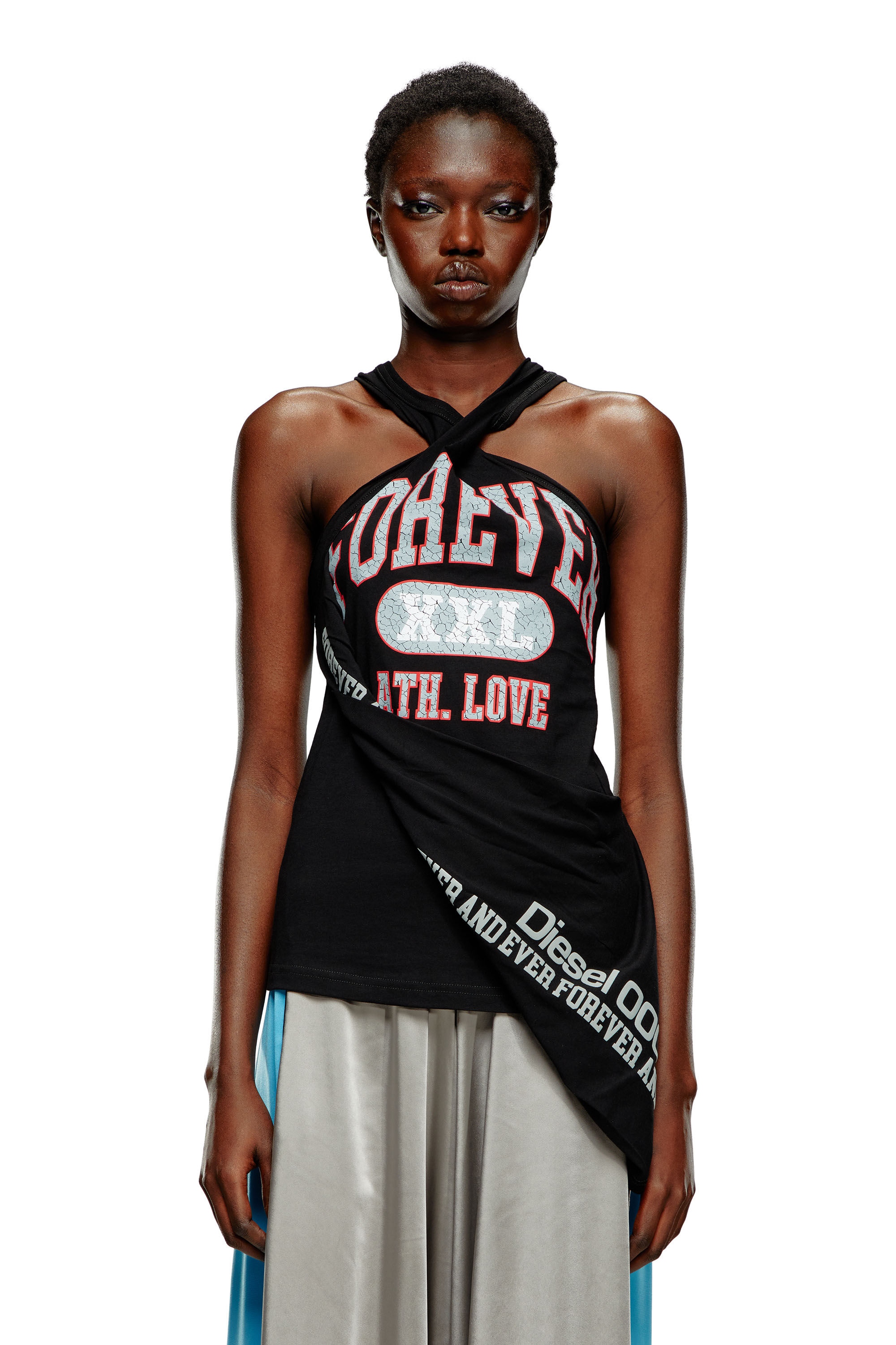Women's College tank top with twisted front | Black | Diesel