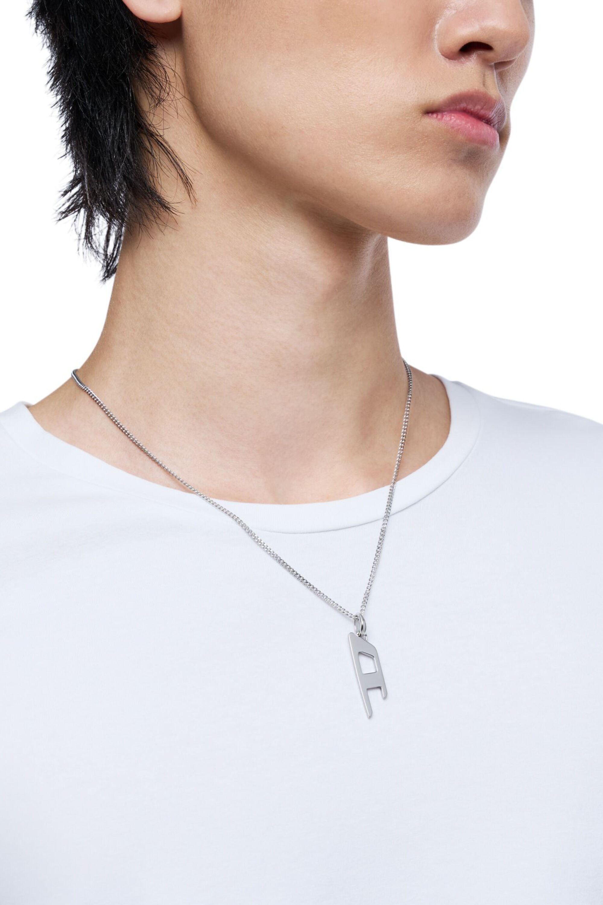 Women's Stainless steel d logo pendant necklace | Silver | Diesel