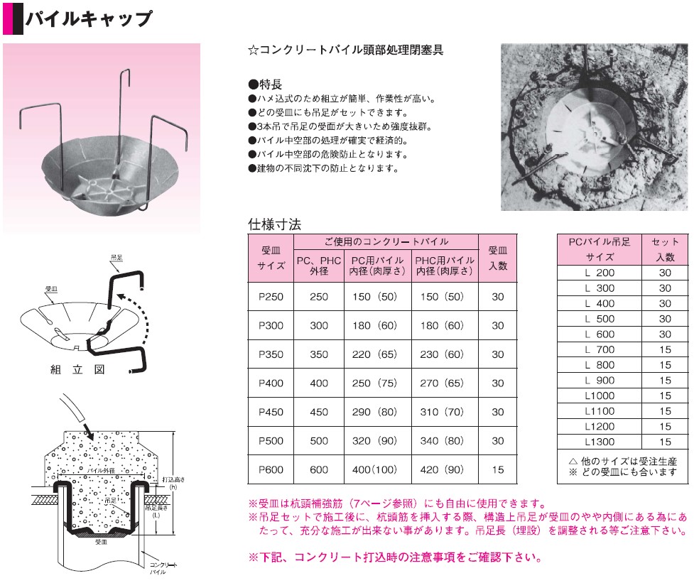乾産業 パイルキャップ受皿 P 250 【30 枚入】 吊足は別売です