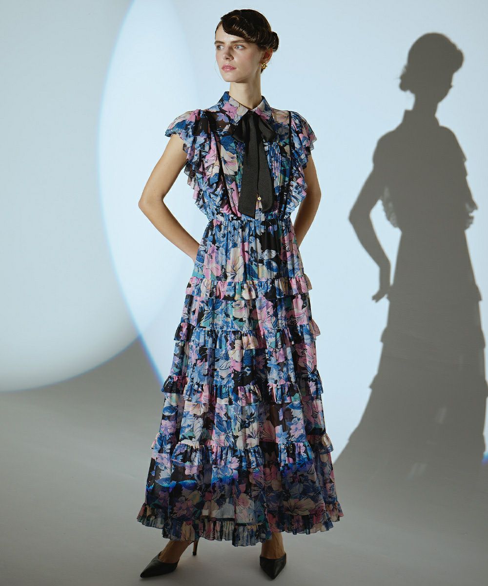 Sov./ シフォンティアードロングワンピース DRESS Night STORE