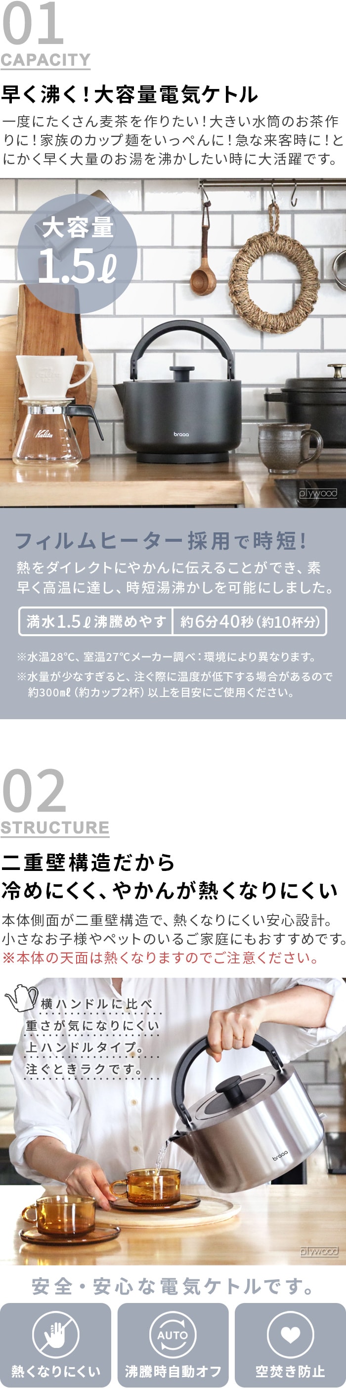 dショッピング |braaa ブラー やかんケトル ≪シルバー VBKK001≫ 電気