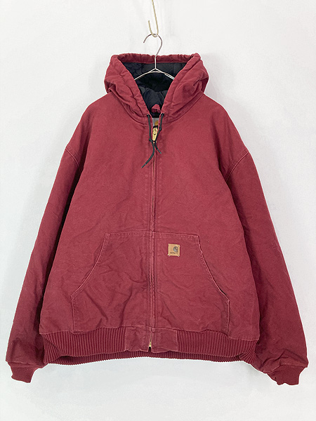 古着 Carhartt ダーク レッド ダック 防寒 パデット アクティブ
