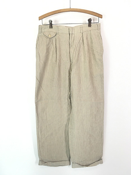 古着 Polo Ralph Lauren ストライプ コットン リネン タック