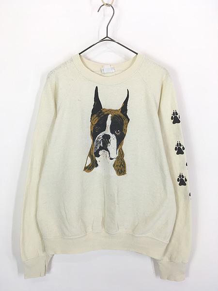 古着 80s 犬 ボクサー アニマル スウェット トレーナー L位 古着