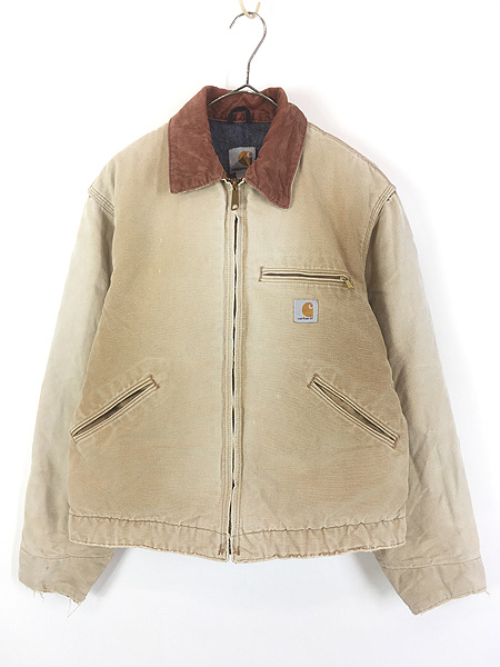 古着 80s- Carhartt レッド キルティング ライナー ダメージ&フェード