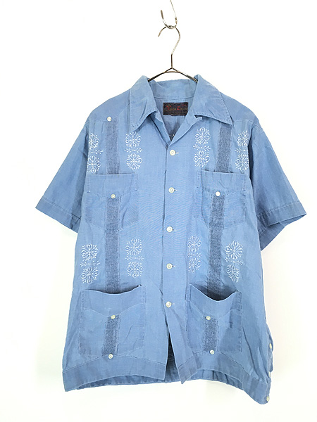 古着 70s Mexico製 Yuca Chen サイド プリーツ & フラワー 刺しゅう 4