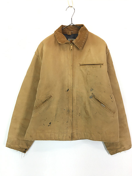 古着 90s Carhartt 裏地 ストライプ ブランケット ブラウン ダック