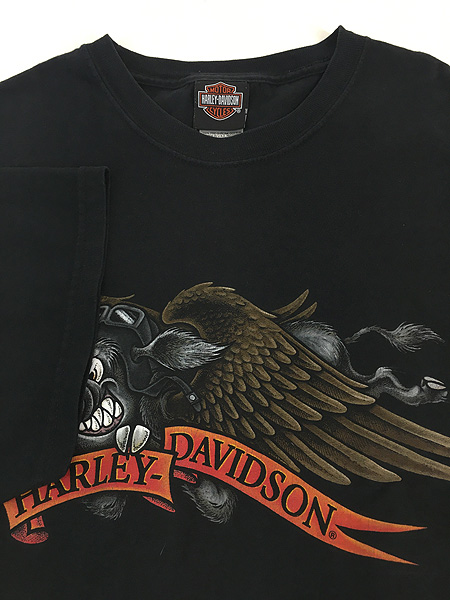 古着 00s USA製 HARLEY DAVIDSON ウィング イノシシ イグアナ バイク