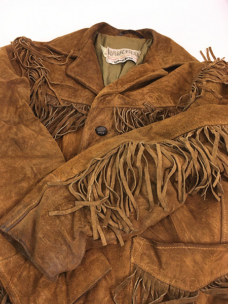 古着 70s Rancher by Schott Bros フリンジ ウエスタン 本革 スエード