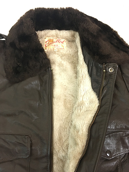 古着 70-80s Excelled G-1タイプ ボア ライナー 本革 レザー フライト