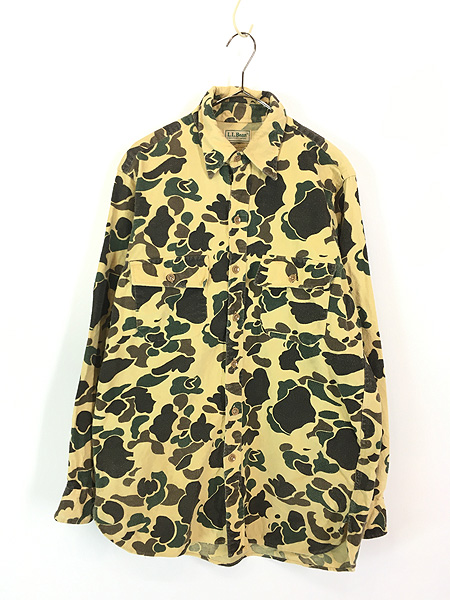 古着 80s USA製 LL Bean ダックハンター カモ 迷彩 フランネル シャツ