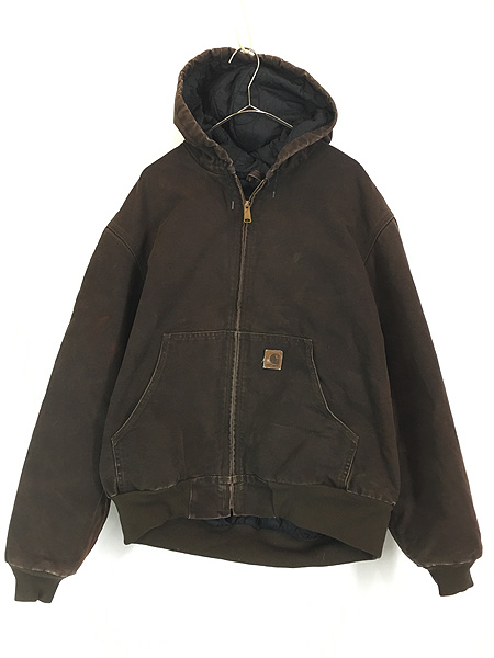 古着 Carhartt ダーク ブラウン ダック パデット アクティブ パーカー