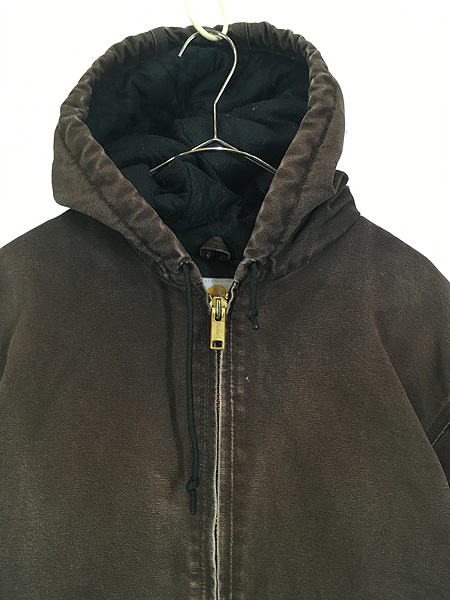 古着 Carhartt ダーク ブラウン ダック 防寒 パデット アクティブ