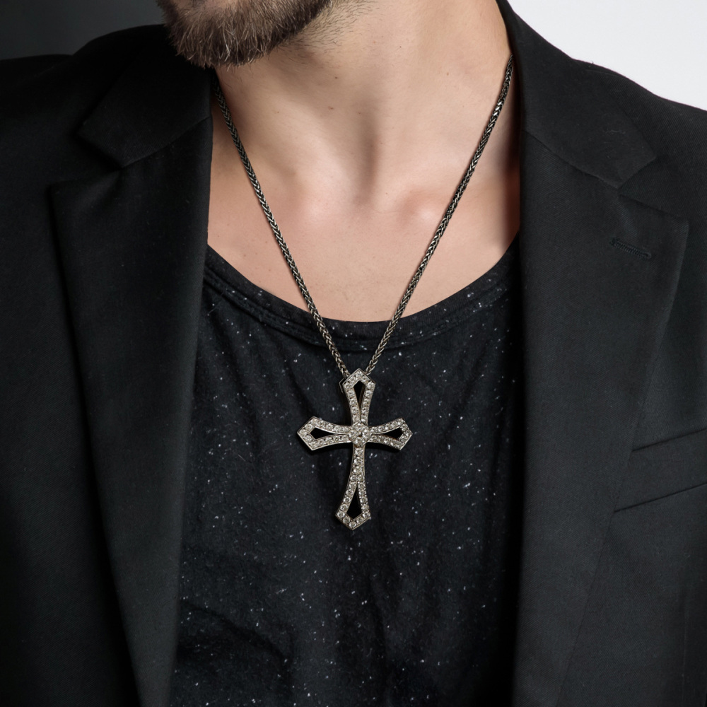 プラチナ900 プラチナ850 ダイヤモンド クロス ネックレス J373399