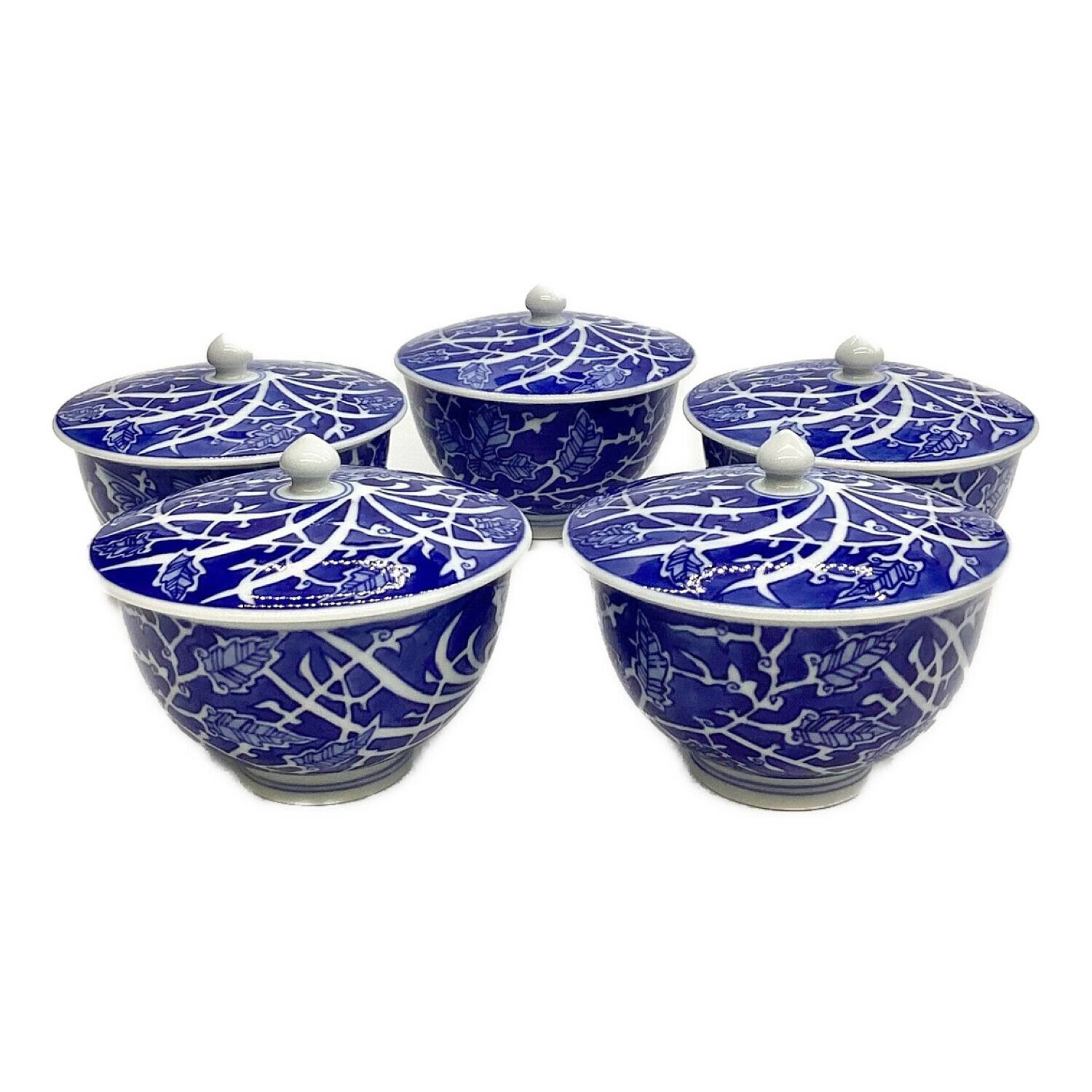 中国古玩 【夢工房】中国古玩染付捻煎茶碗五客箱入 CH30