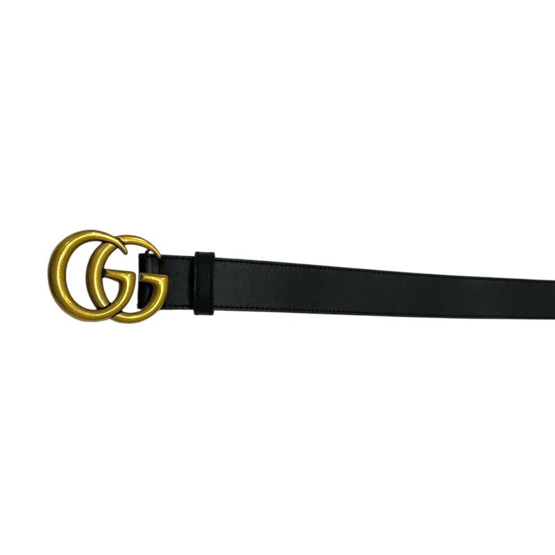 グッチ GUCCI ﾀﾞﾌﾞﾙG ｽﾘﾑﾍﾞﾙﾄ 70cm 414516 ブラック/ゴールド金具 ﾚｻﾞｰ