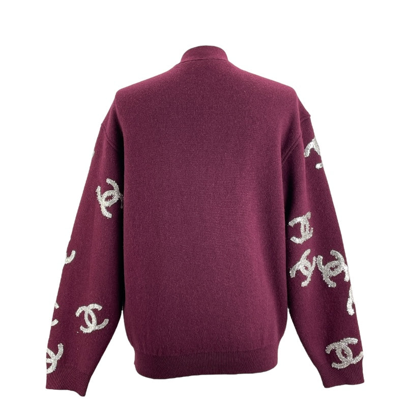シャネル CHANEL ココマーク総柄カシミヤカーディガン P72997 ワイン