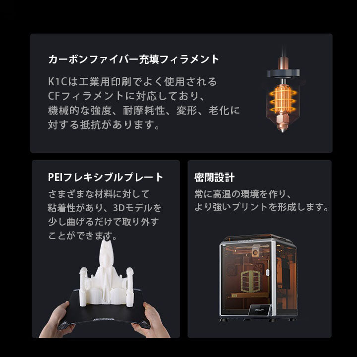 Creality K1C 3Dプリンター 印刷 速度600mm/s 本体 家庭用 高速 AI