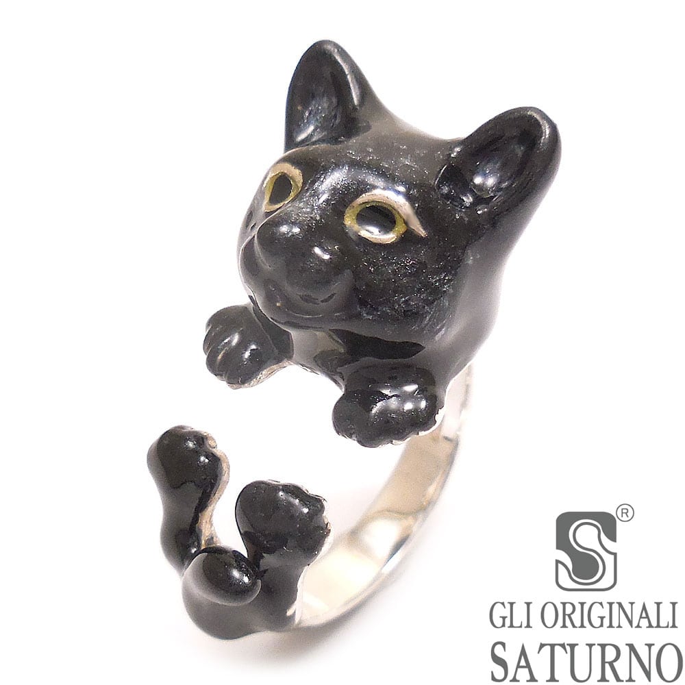 SATURNO サツルノ リング 13号 シルバー925 黒猫 レディース(13号