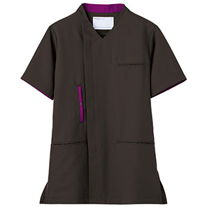 ベルデクセル スクラブ VEM7004上 ダークブラウン×パープル