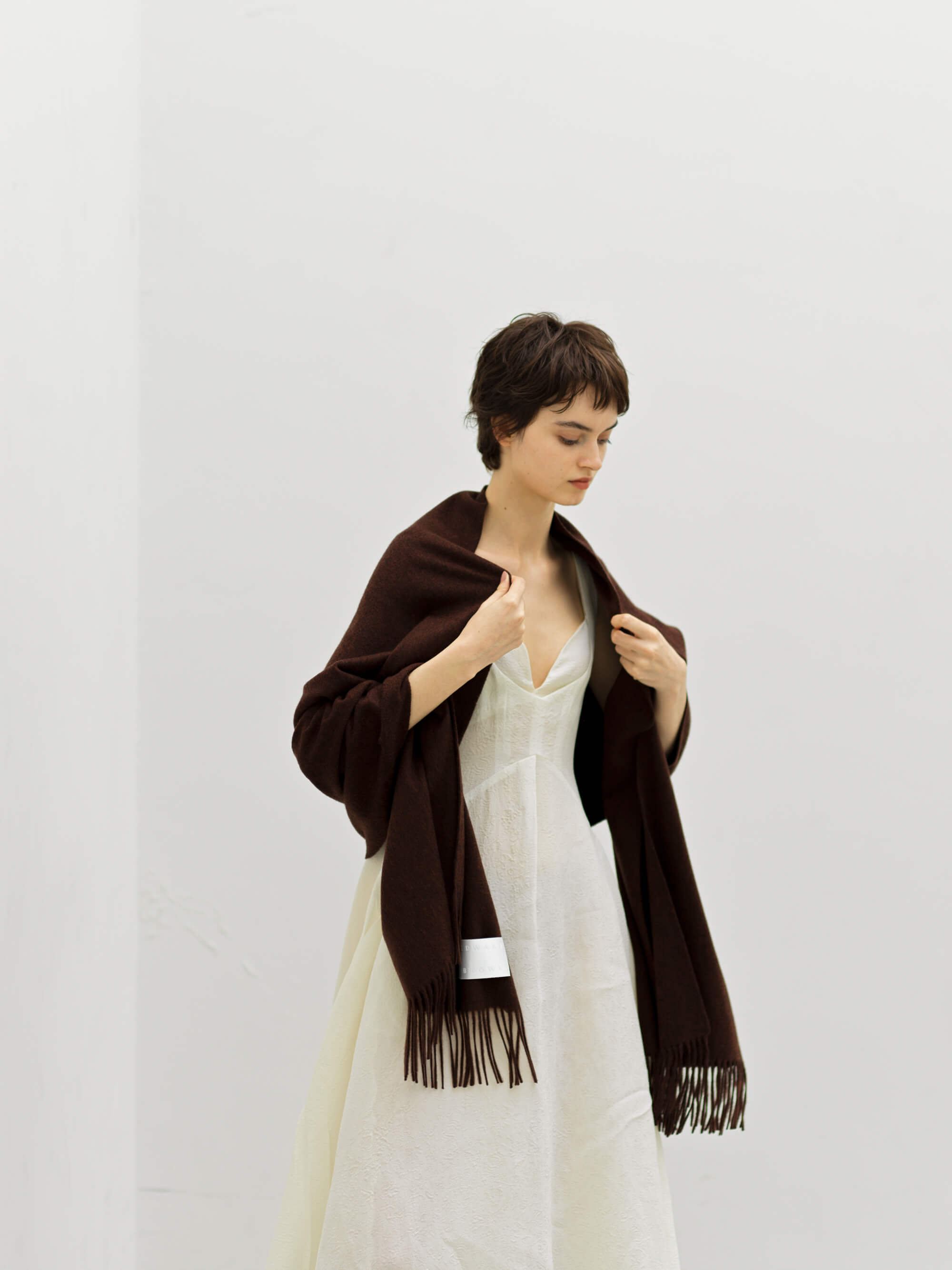 カシミヤストール ダークブラウン | EDWARD BROWN(エドワードブラウン