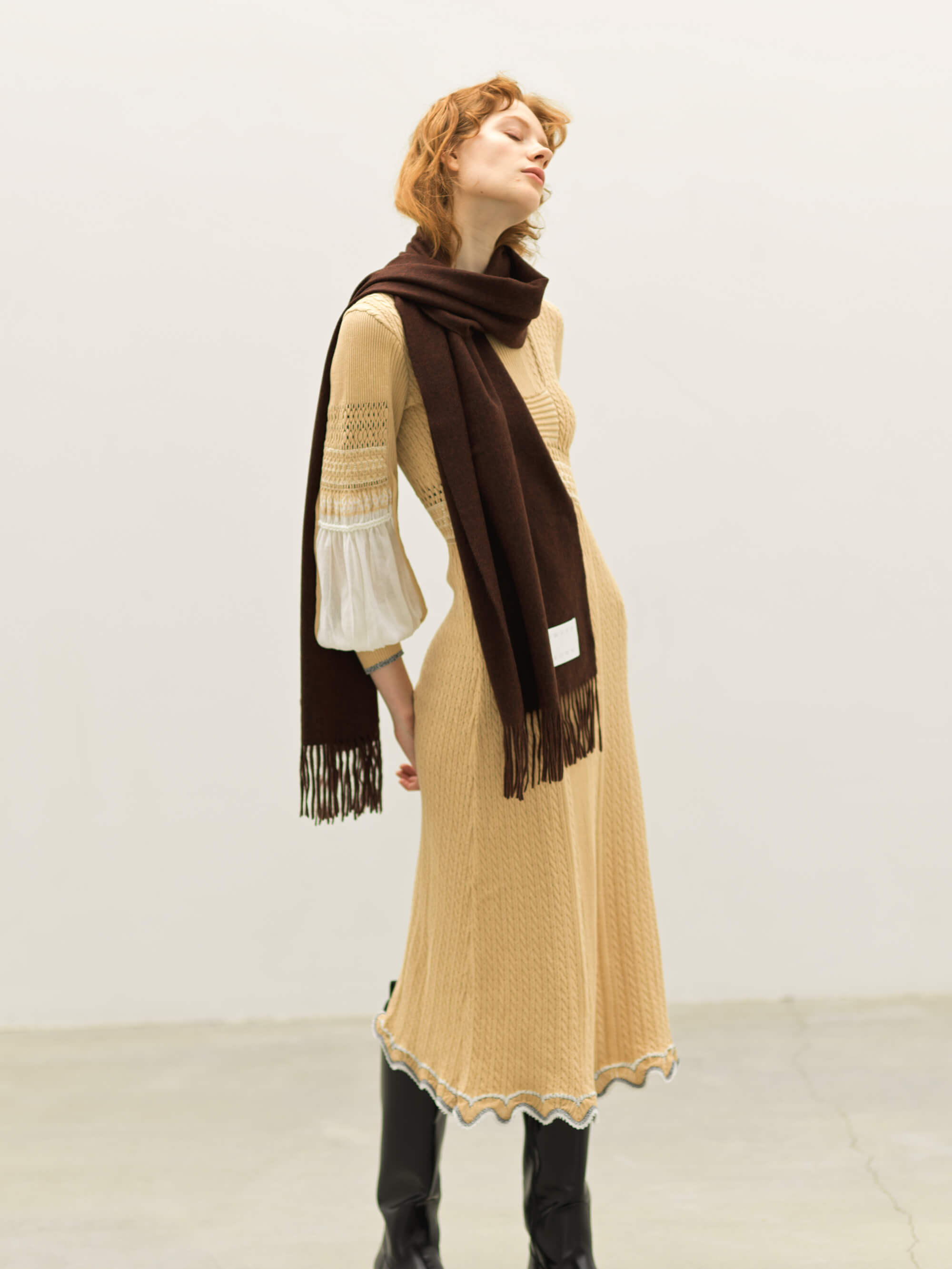 カシミヤスマフラー ダークブラウン | EDWARD BROWN(エドワード