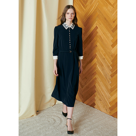 CORCOVADO(コルコバード)｜ボウタイリボンシフォンドレス/ガナッシュ