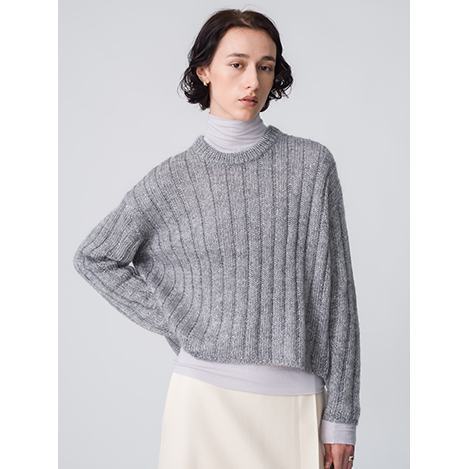ebure(エブール)｜モヘアスパンコール クルーネックリブニットプル