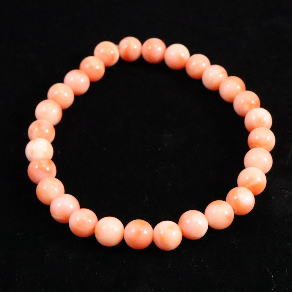 高知県産 天然 宝石珊瑚 桃色サンゴ 深海サンゴ 6.5mmブレスレット