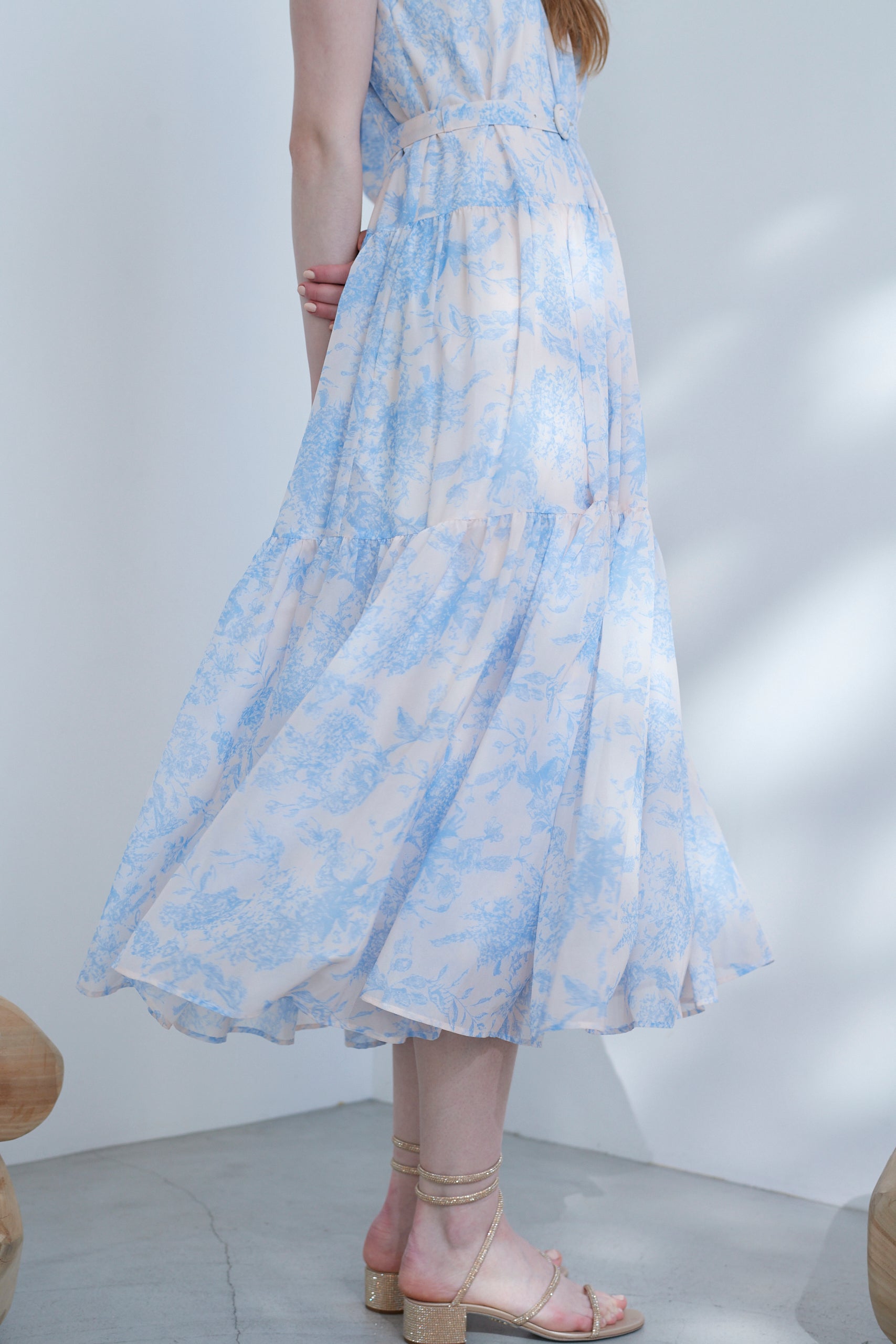 Positano Belted long Dress 2 -SAX- – Estella.K