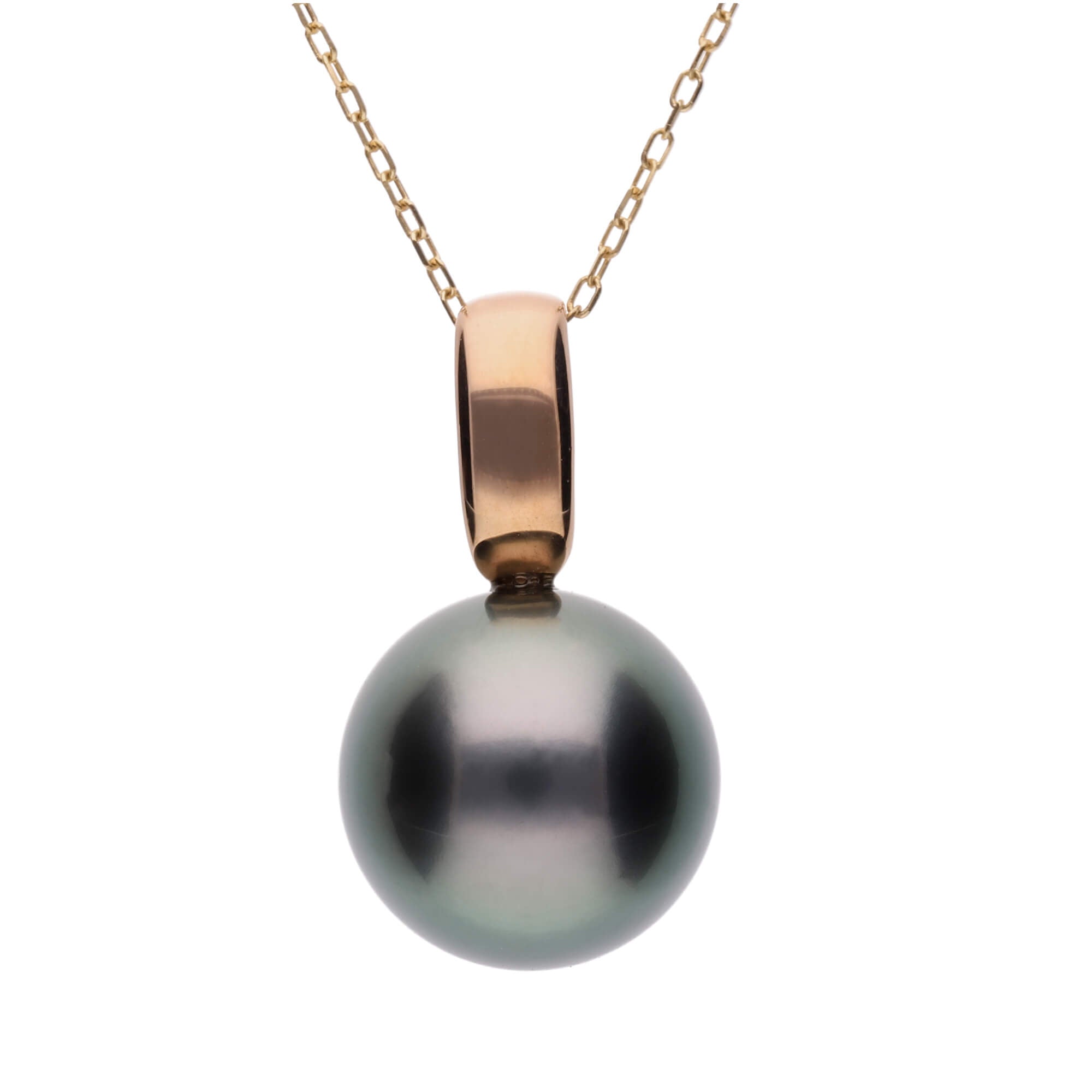 響】ブラックパール ピンクゴールド ペンダント｜無調色 黒蝶真珠