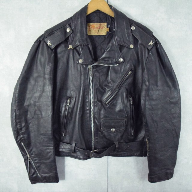70年代 70s 80年代 80s レザージャケット 本革 革ジャン ブラック 黒