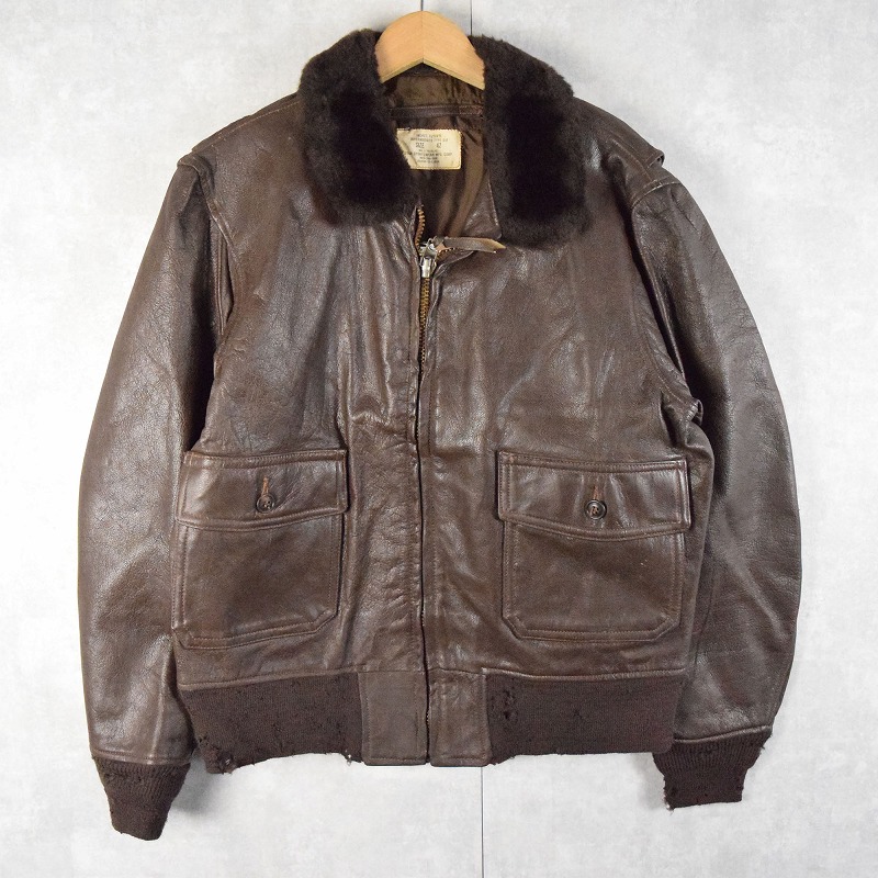 70s 70年代 アメリカ海軍 ミリタリー レザージャケット フライト