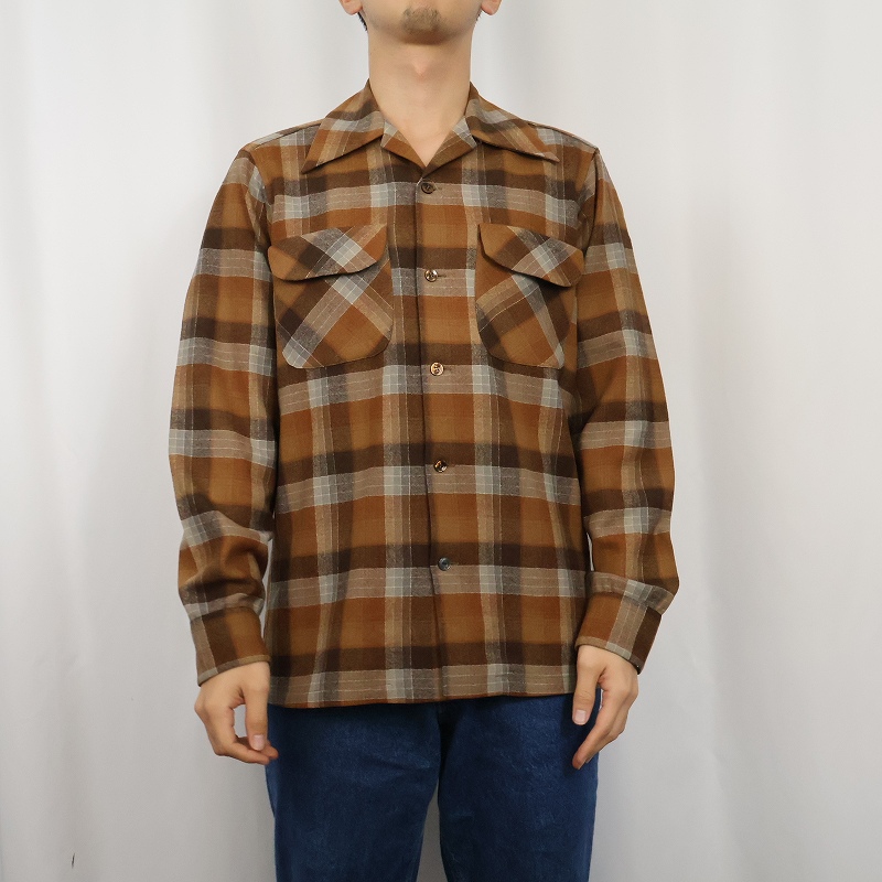 70s 70年代 ペンドルトン アメリカ製 チェック柄 ウールシャツ
