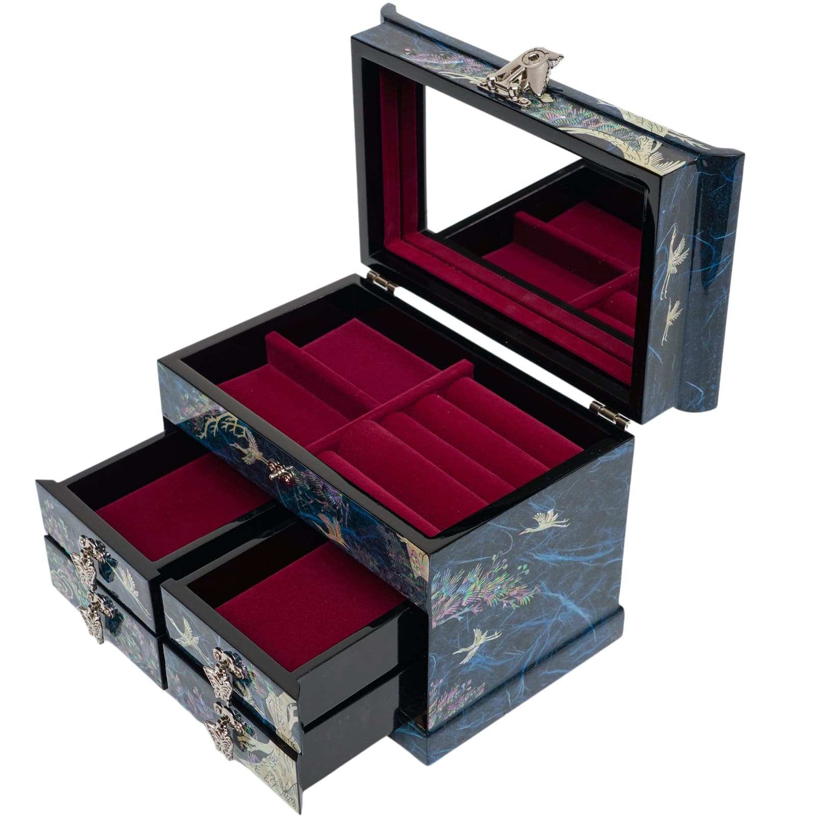 Elegant Crane Jewelry Box | Unique Gift for Women | Korean Art