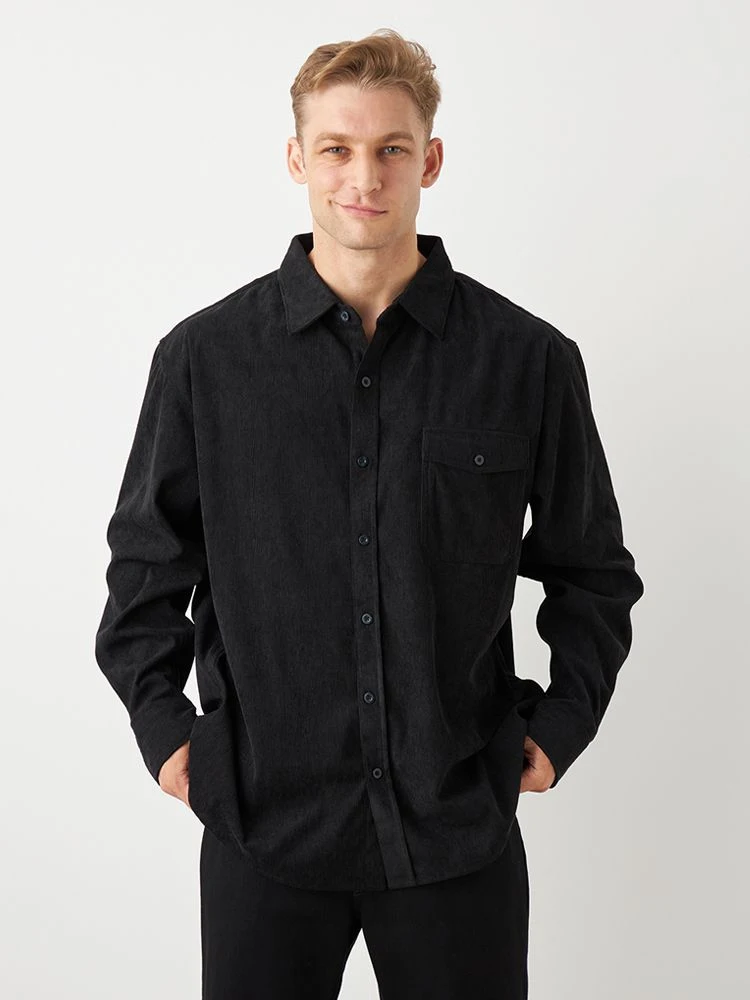 ブラック 【TSC】エステルストレッチコーデュロイシャツ | フォーエル