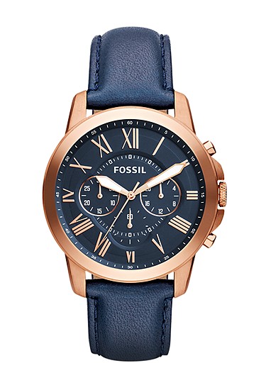 GRANT ネイビーレザー クロノグラフウォッチ - FS4835 - Fossil