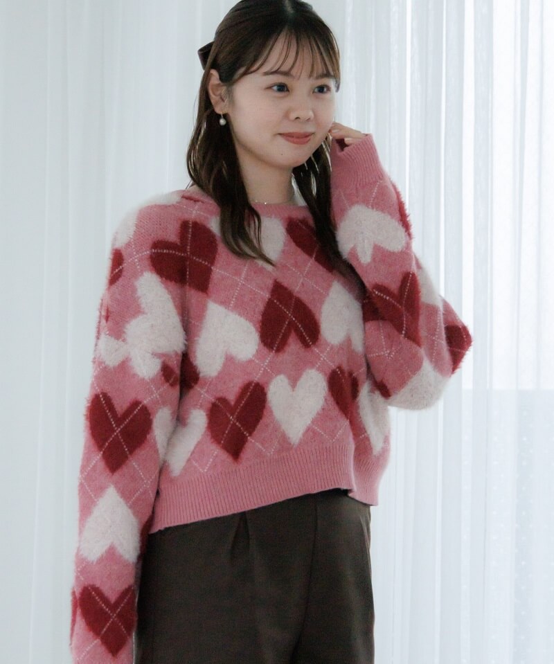 20%OFF】heart argyle knit～ﾊｰﾄｱｰｶﾞｲﾙﾆｯﾄ | flower／フラワー公式通販
