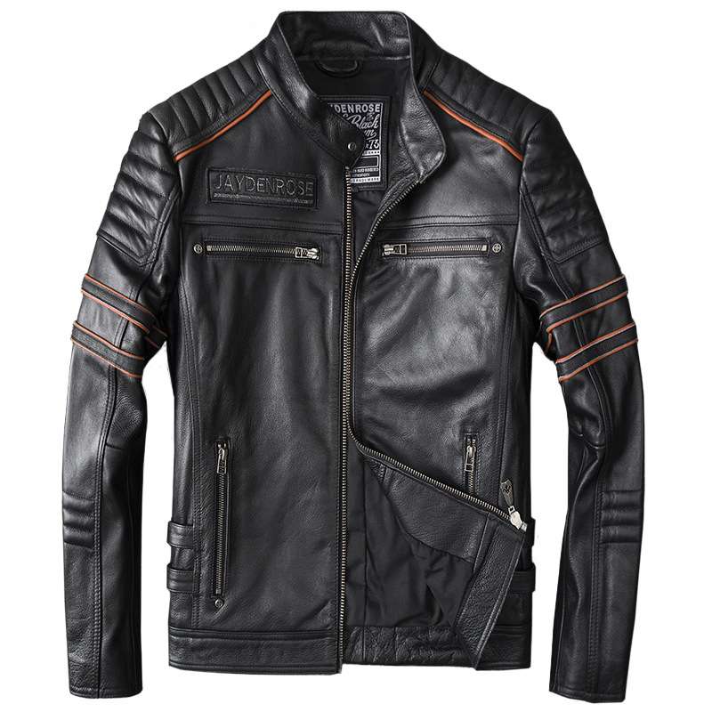 レザージャケット専門店 スカル刺繍入りクラシックライダース