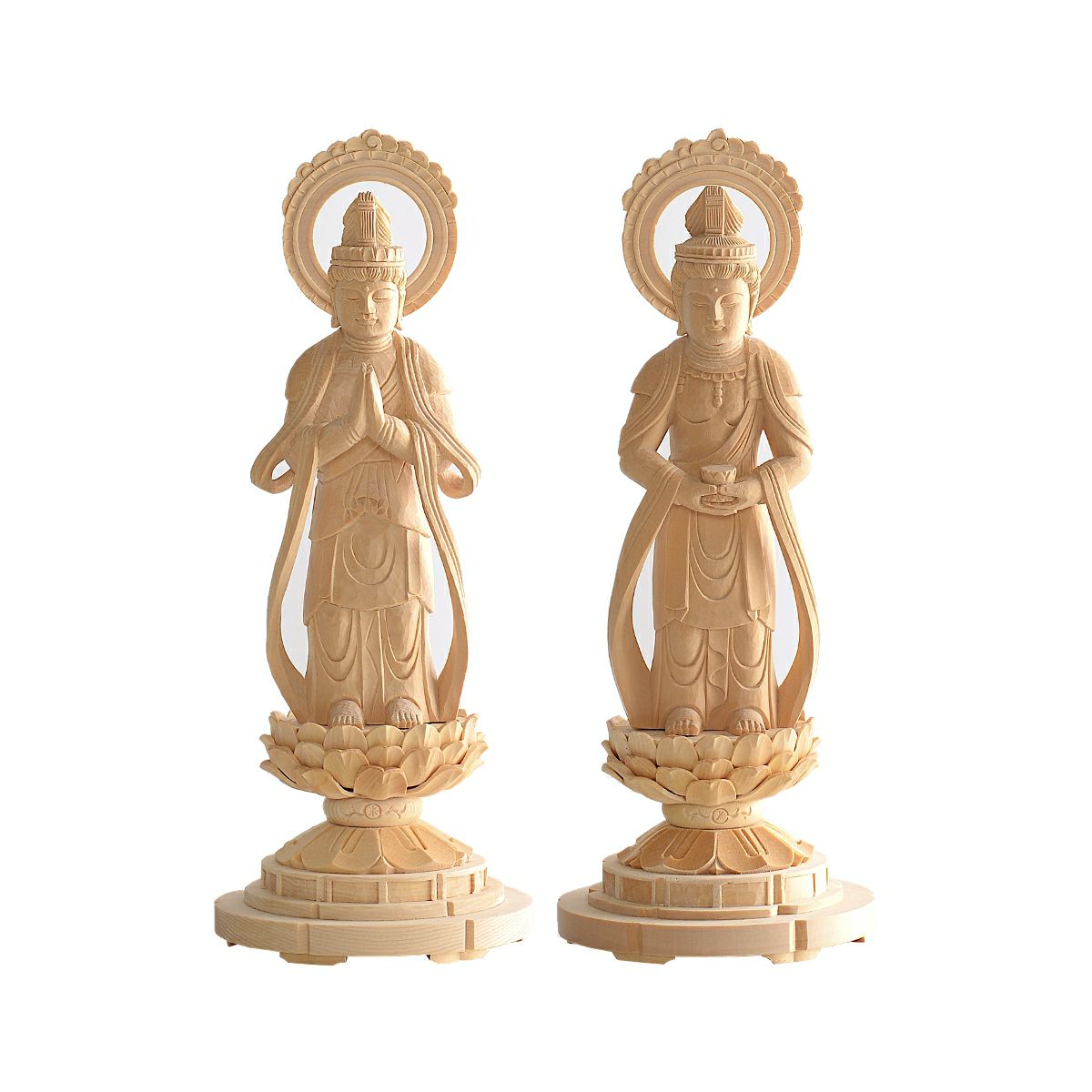 アウトレット品】観音菩薩像・勢至菩薩像 白木 4.0寸 | 仏壇・位牌通販