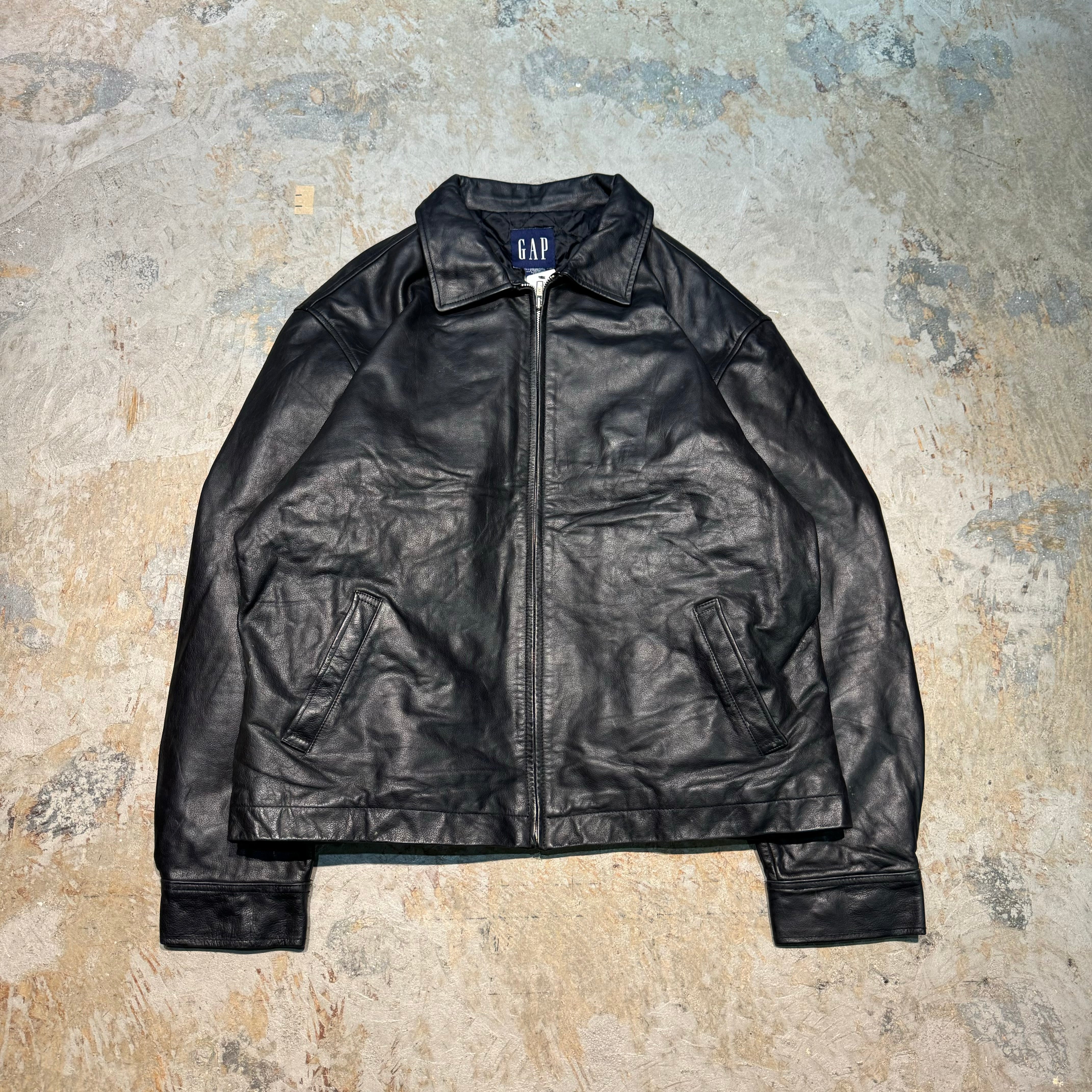 古着 GAP/ギャップ/ ジップアップレザージャケット/サイズXL – MUJIN