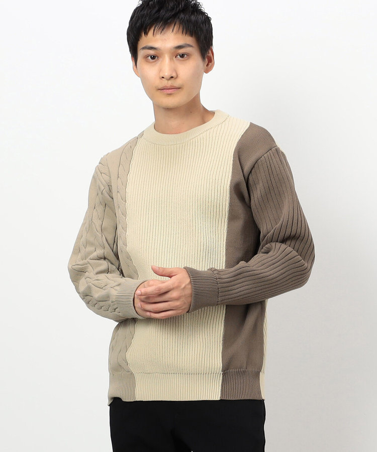 両畦編み デザイン ケーブルニット（47-71KI09-204）｜コムサイズム