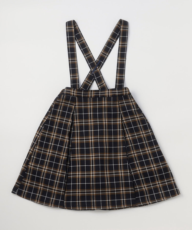 サスペンダー付き チェックスカート (140-160cm)（98-09FG02-204