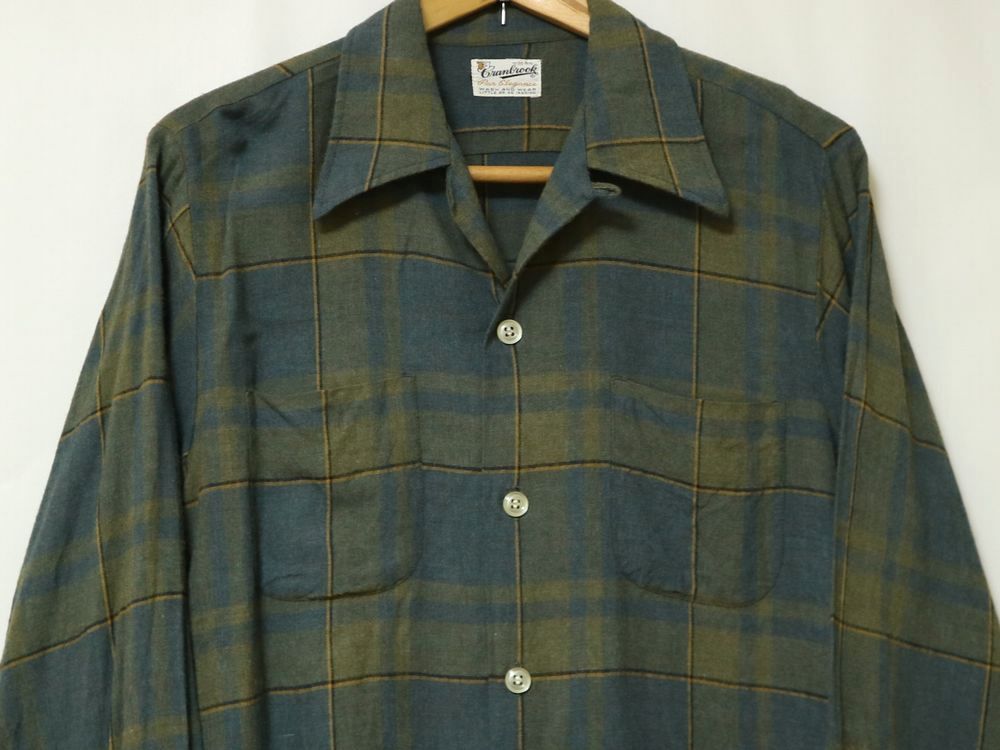 好配色! 60s 70s Cranbrook チェック柄 レーヨン usa製 ビンテージ