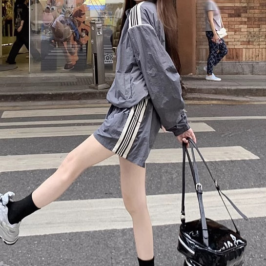 セットアップ レディース ナイロン ジャージ 韓国 ファッション