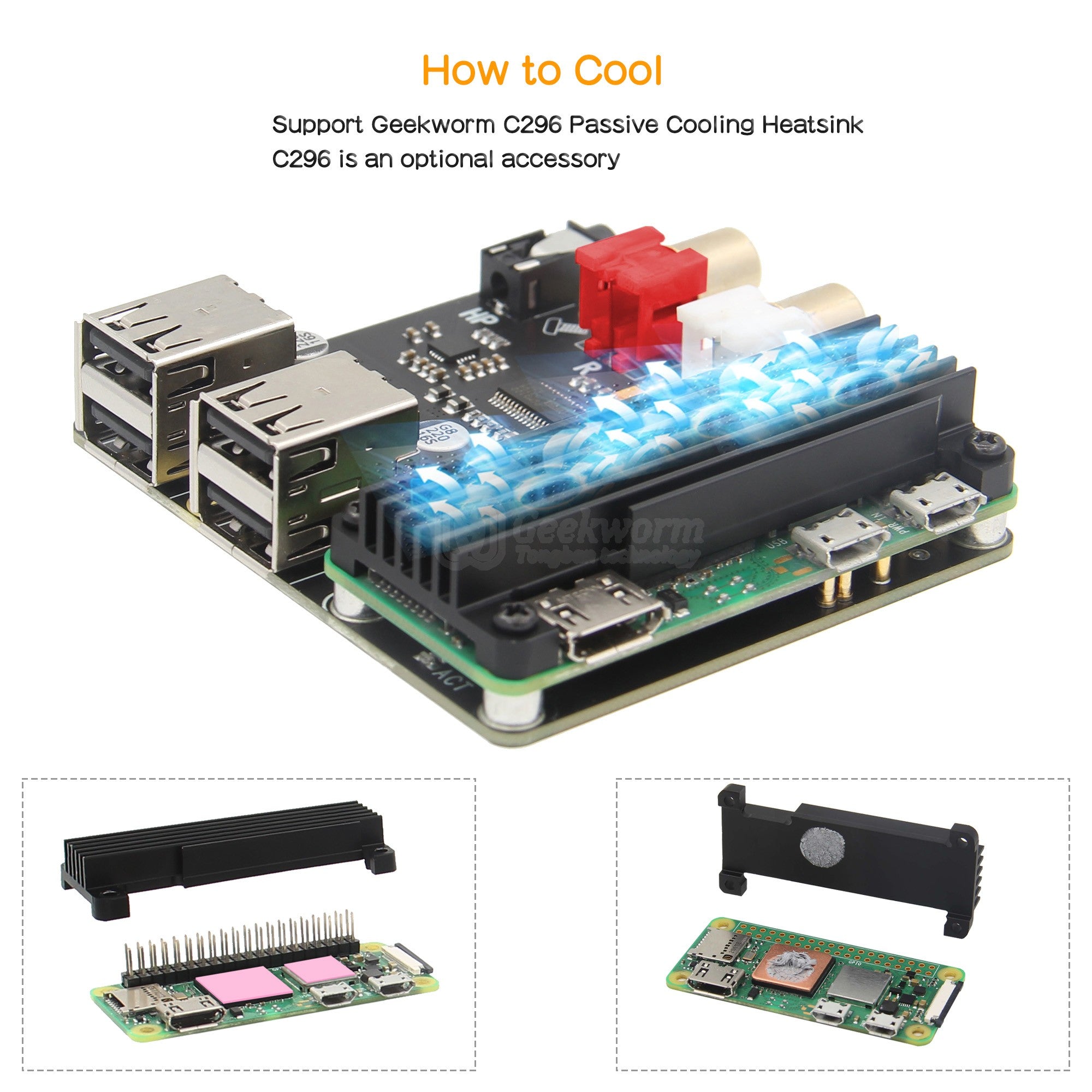 Geekworm X302 HiFi DAC HAT Expansion Board & USB HUB Compatible with R