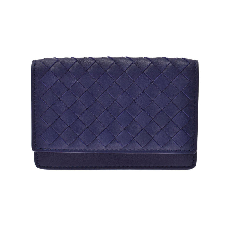 ボッテガヴェネタ名刺入れ イントレチャート パープル系 メンズ レザー