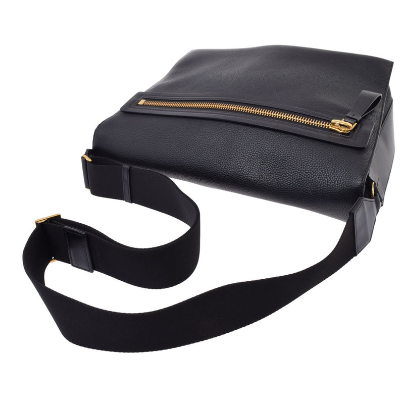 トムフォードショルダーバッグ 黒 メンズ レザー メッセンジャーバッグ