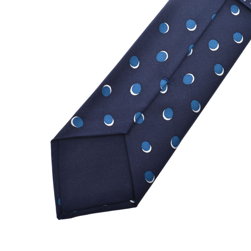 エルメス水玉柄 ドット柄 ネイビー/ブルー メンズ ネクタイ HERMES